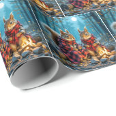 秋のキャンプファイヤーを楽しむ2匹のリス ラッピングペーパー (ロールコーナー)