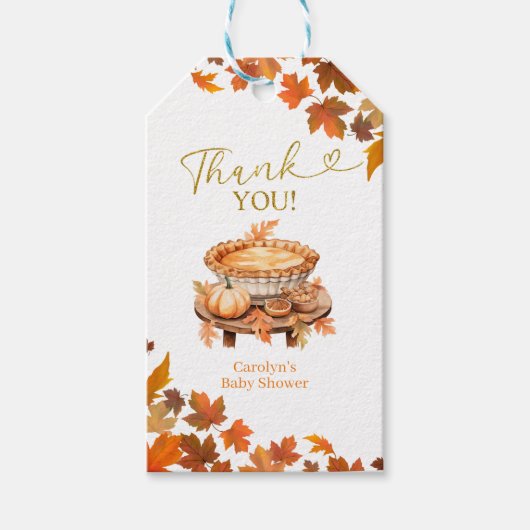 秋のキューティーパイ ベビーシャワー ギフトタグ (正面)
