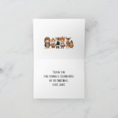 秋のキュートな動物たちの子供の誕生日 サンキューカード (内部)