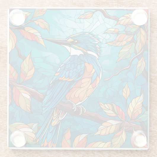 秋のキングフィッシャーガラスコースター ガラスコースター (裏面)