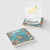 秋のキングフィッシャー石コースター ストーンコースター (横)