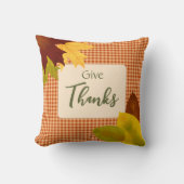 秋のギンガムサンクスギビング装飾用クッション クッション (正面)