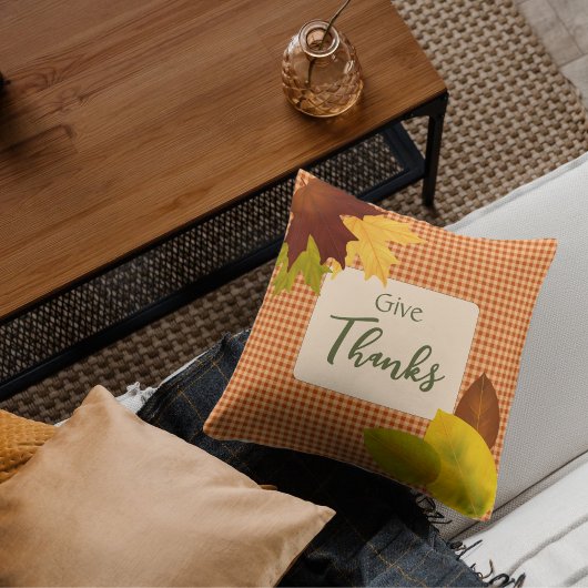秋のギンガムサンクスギビング装飾用クッション クッション