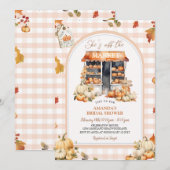 秋のギンガム オフ・ザ・マーケット ブライダルシャワー 招待状 (正面/裏面)