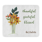 秋のクイル花プリントガラス カッティングボード (正面)