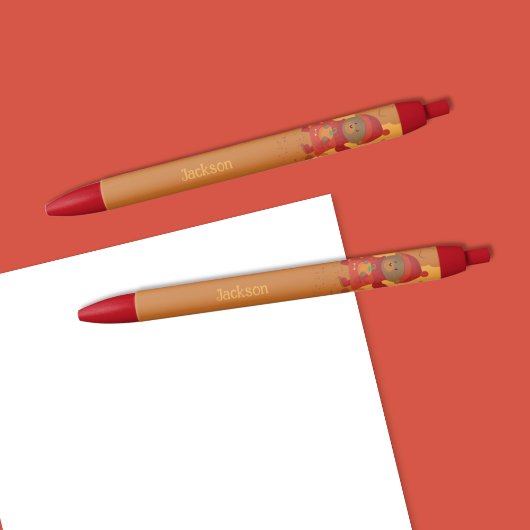 秋のクマの子ペンの名前 黒ボールペン