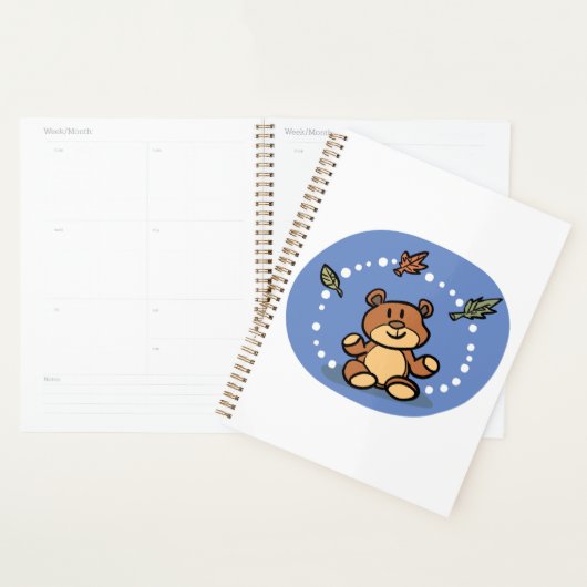 秋のクマの秋離れの音 プランナー手帳 (ディスプレー)