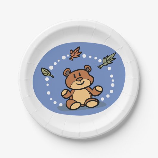 秋のクマの秋離れの音 ペーパープレート (正面)