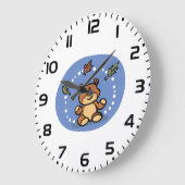 秋のクマの秋離れの音 ラージ壁時計 (傾斜)