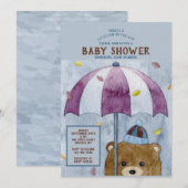 秋のクマの赤ちゃんのシャワー招待状 招待状 (正面/裏面)