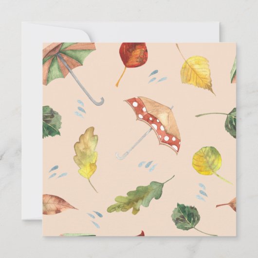 秋のクマ赤ちゃんシャワーありがとう、秋クマ サンキューカード (裏面)