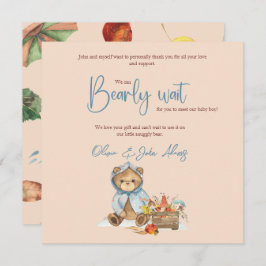 秋のクマ赤ちゃんシャワーありがとう、秋クマ サンキューカード