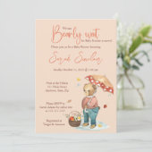 秋のクマ赤ちゃんシャワー招待、秋ベアーインヴィ 招待状 (スタンド正面)