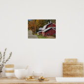 秋のクラシック農村/農場の横の道 ポスター (キッチン)