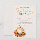 秋のクラシック ボホオ パンプキンスパイス 感謝祭ディナー 招待状 (正面/裏面)