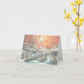 秋のクリークとカスタム文字 カード (黄色い花)