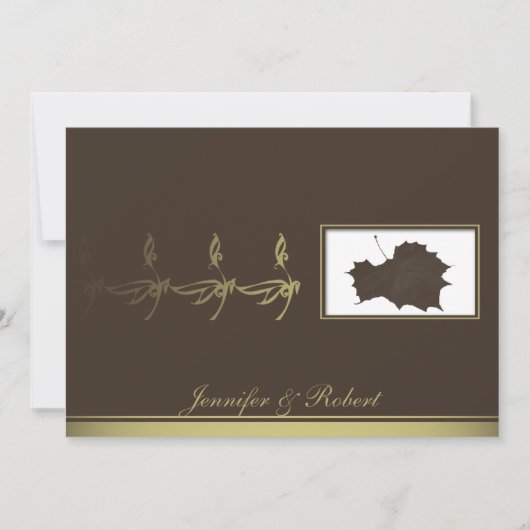 秋のグラモインブラウン金ゴールド結婚式招待状 招待状 (正面)