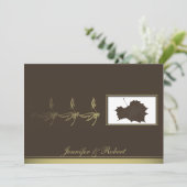 秋のグラモインブラウン金ゴールド結婚式招待状 招待状 (スタンド正面)