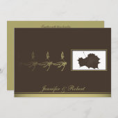 秋のグラモインブラウン金ゴールド結婚式招待状 招待状 (正面/裏面)