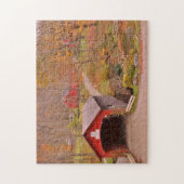 秋のグリーンリバーの屋根付橋そして納屋 ジグソーパズル (縦)