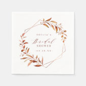 秋のグリーン幾何学的なルーストスタイルのブライズシャワー スタンダードカクテルナプキン (正面)