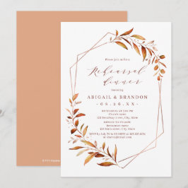 秋のグリーン幾何学的な素朴なリハーサルディナー 招待状