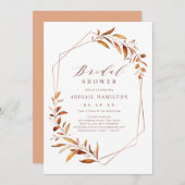 秋のグリーン幾何学農村スタイルのブライズシャワー 招待状 (正面/裏面)