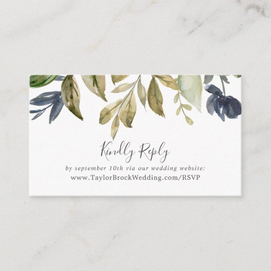 秋のグリーン結婚リーWEBサイトRSVP エンクロージャーカード (正面)