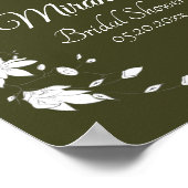 秋のグリーン&ホワイト フラワー ブライダル シャワー サイン (角)