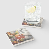 秋のグルメ賛美に感謝 ストーンコースター (横)