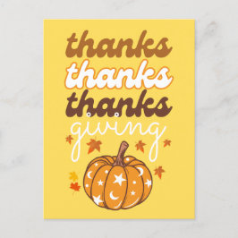 秋のグルービーカボチャ葉のホリデーサンクスギビング ポストカード