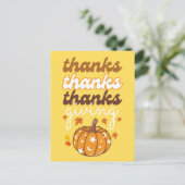 秋のグルービーカボチャ葉のホリデーサンクスギビング ポストカード (スタンド正面)