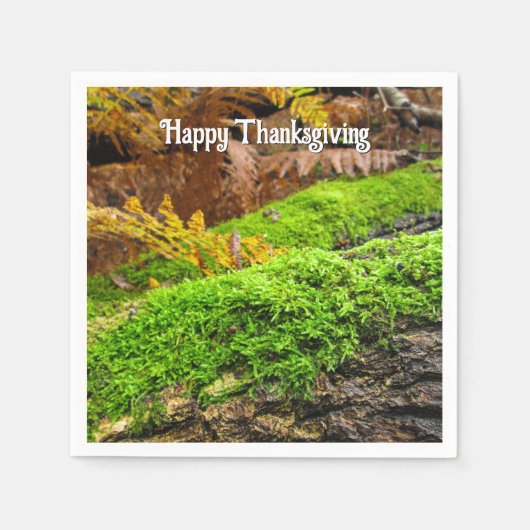 秋のコケの木の樹皮 – カスタムThanksgiving スタンダードカクテルナプキン (正面)