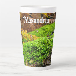 秋のコケの木の樹皮 – 大パーソナライズされた カフェラテマグ