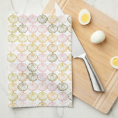 秋のココの手描きカラフルかぼちゃ模様 キッチンタオル (四つ折り)