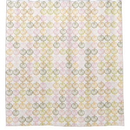 秋のココの手描きカラフルかぼちゃ模様 シャワーカーテン