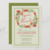 秋のコンテンポラリーリース感謝祭ディナー 招待状 (正面/裏面)