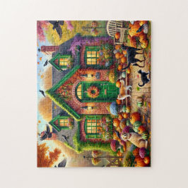 秋のコージーコテージキャッツドッグズカボチャ ジグソーパズル