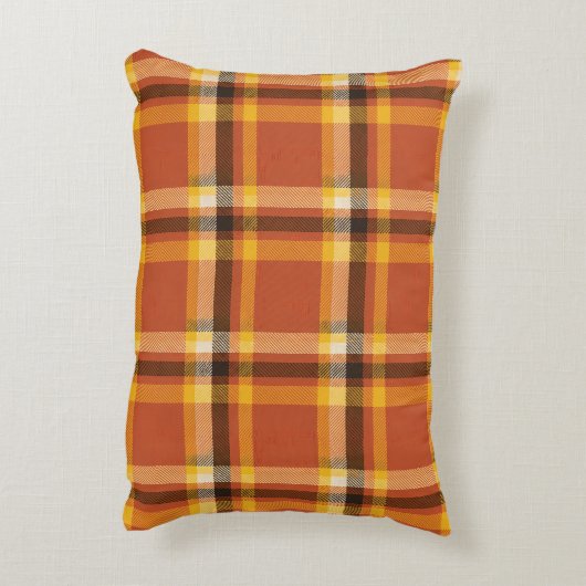 秋のコージープレイド | 秋の暖かさと心地よい寝具 アクセントクッション (裏面(縦))