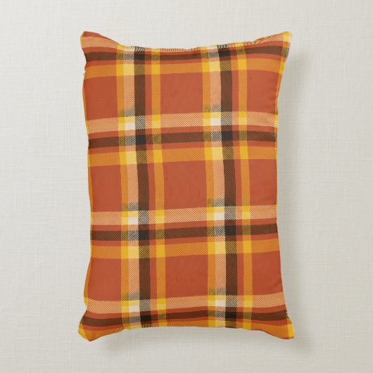 秋のコージープレイド | 秋の暖かさと心地よい寝具 アクセントクッション (正面(垂直))