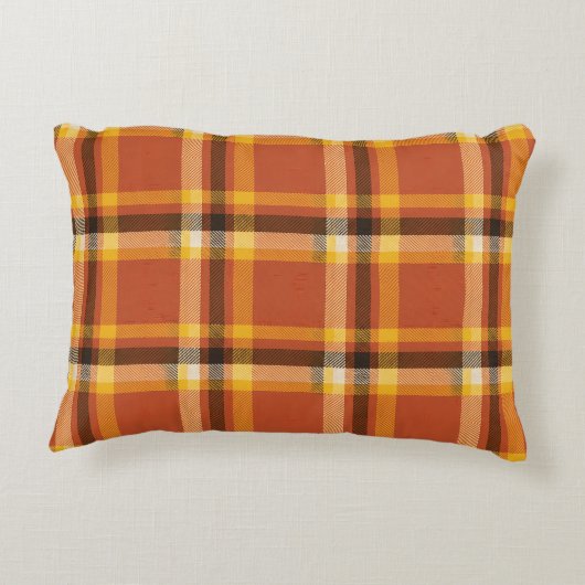 秋のコージープレイド | 秋の暖かさと心地よい寝具 アクセントクッション (裏面)