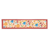 秋のコージー秋パタ縁どーンレッドカボチャ ショートテーブルランナー (横)