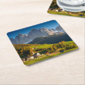 秋のコースターのドロマイトの村 スクエアペーパーコースター (アングル)