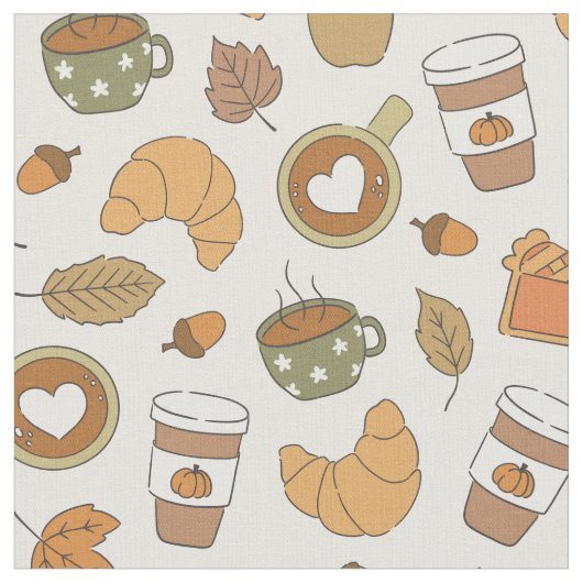 秋のコーヒーカボチャスパイス紅葉パン屋 ファブリック (クローズアップ)