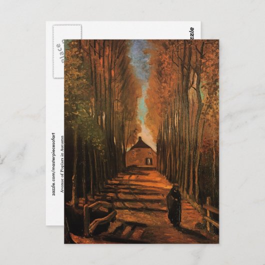 秋のゴッホのファインアートのポプラ ポストカード (正面/裏面)