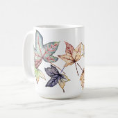 秋のゴムの木の葉 コーヒーマグカップ (正面左)