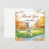 秋のゴルフ秋の挨拶サンキューカード サンキューカード (正面/裏面)
