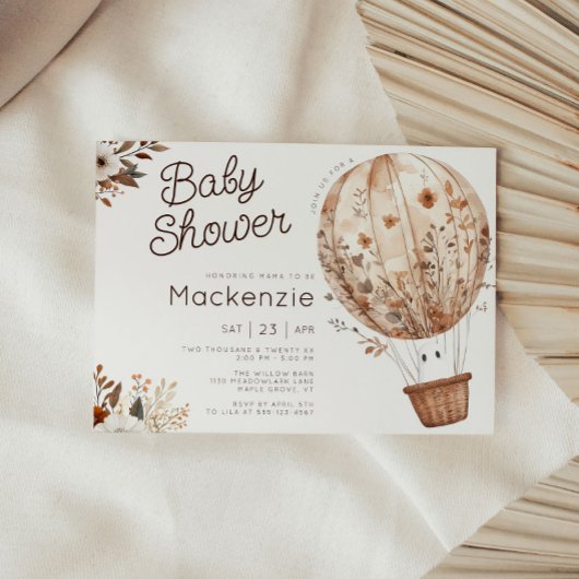 秋のゴースト ホットエアバルーン ベイビーシャワー 招待状