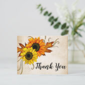 秋のゴールドとオレンジのブライダルシャワーお礼 ポストカード (スタンド正面)