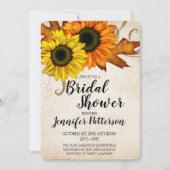 秋のゴールドとオレンジのブライダルシャワー 招待状 (正面)